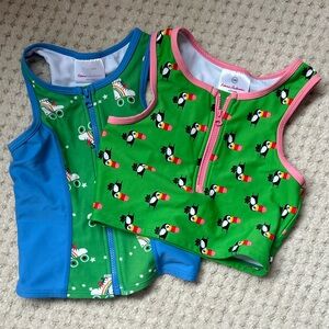 Hanna Andersson Bundle: Green Toucan and Roller Skate Swim Tops